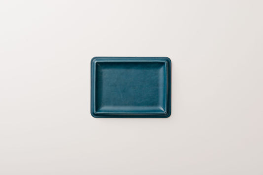 colm Leather Tray L Blue