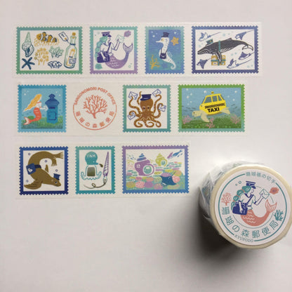 Kyupodo - Coral Forest Post Office Washi Tape - Coral Reef Stamps