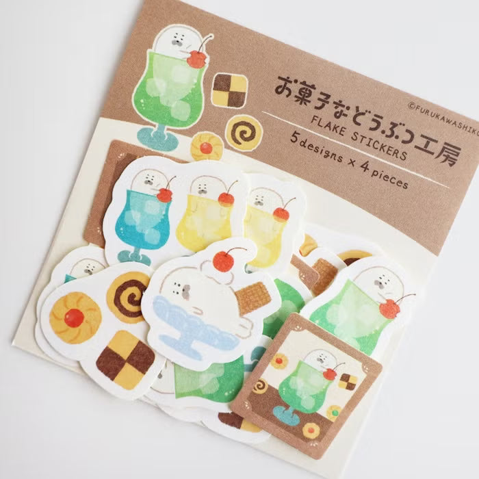 Furukawashiko Washi Flake Stickers - Sweets Animal Workshop Vol. 3 - Cream Seal