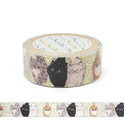 Shinzi Katoh Foil Washi Tape - My Dear Cats Series - Curious Cats