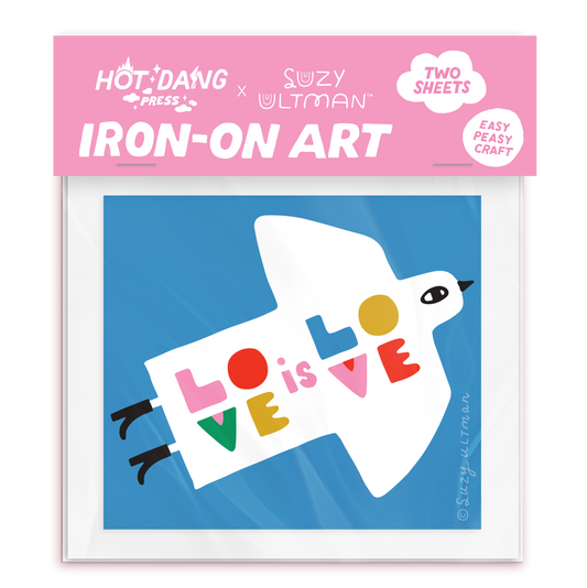 Hot Dang Press - HDP x Suzy Ultman Iron-On - Love is Love Dove Buddy