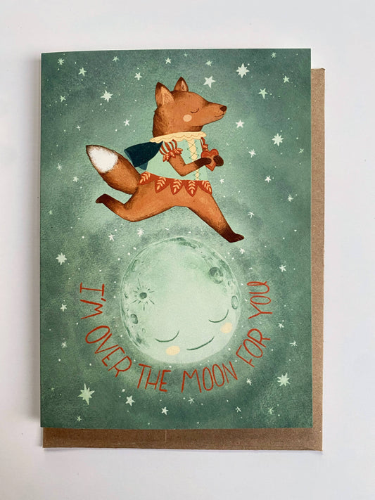 Marika Paz Illustration - I'm Over the Moon for You Card