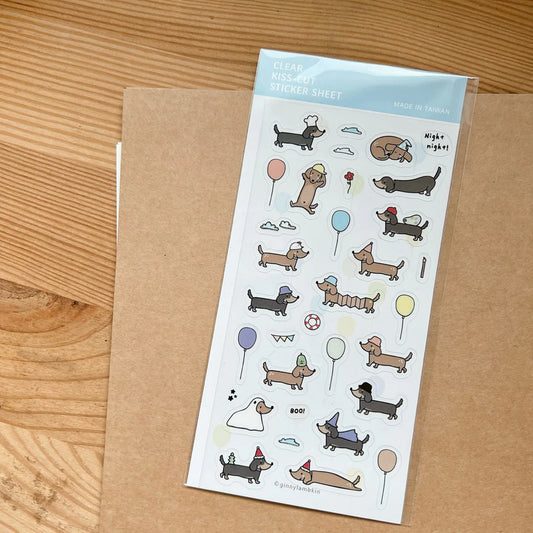 Ginny Lambkin - Clear Kiss-Cut Sticker Sheet - Dachshund