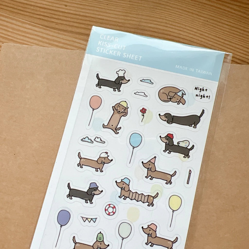 Ginny Lambkin - Clear Kiss-Cut Sticker Sheet - Dachshund