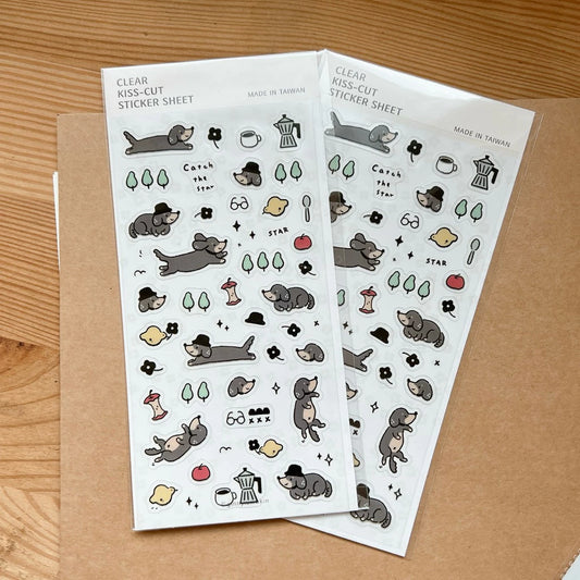Ginny Lambkin - Clear Kiss-Cut Sticker Sheet - Dachshund Mix