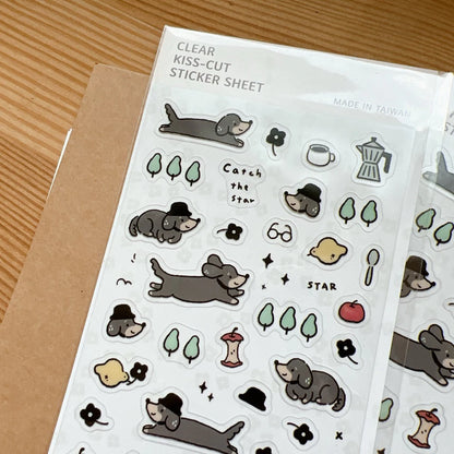 Ginny Lambkin - Clear Kiss-Cut Sticker Sheet - Dachshund Mix