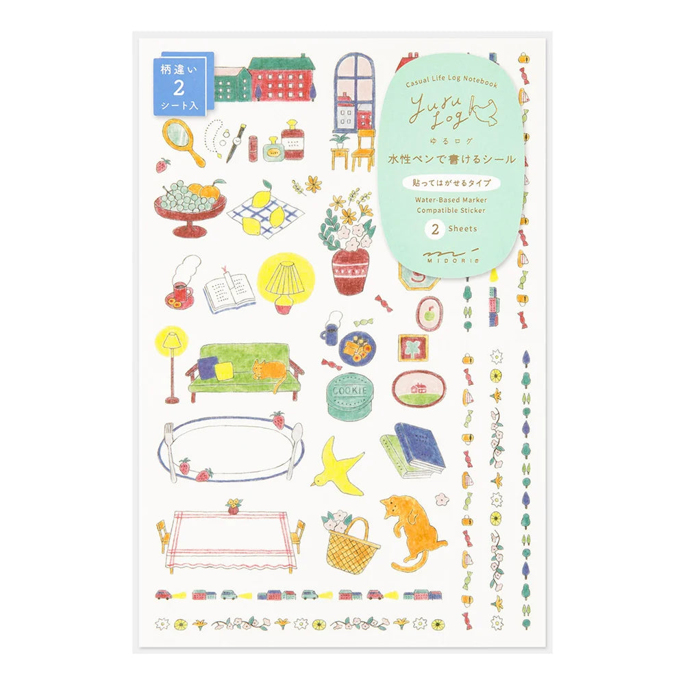 Midori Yuru Log Sticker Sheets - Daily Life