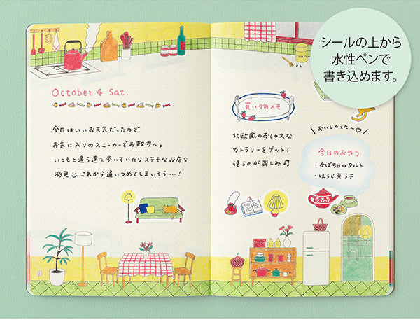 Midori Yuru Log Sticker Sheets - Daily Life