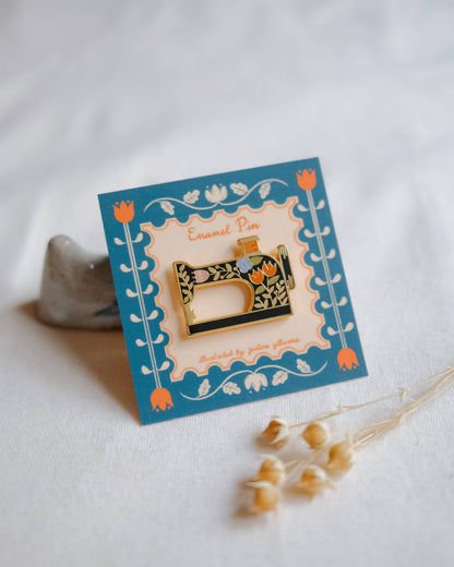 Justine Gilbuena - Enamel Pin - Black Sewing Machine