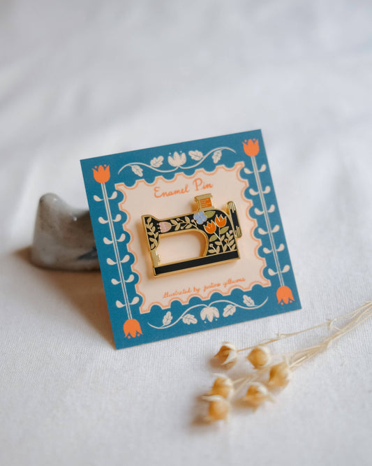 Justine Gilbuena - Enamel Pin - Black Sewing Machine