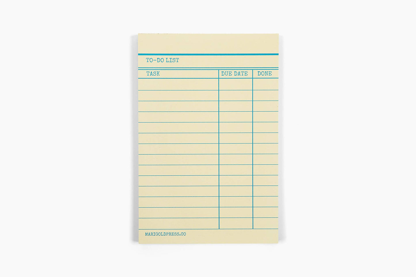 Marigold Press - Library Card Notepad - Yellow