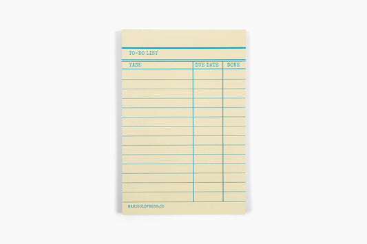Marigold Press - Library Card Notepad - Yellow