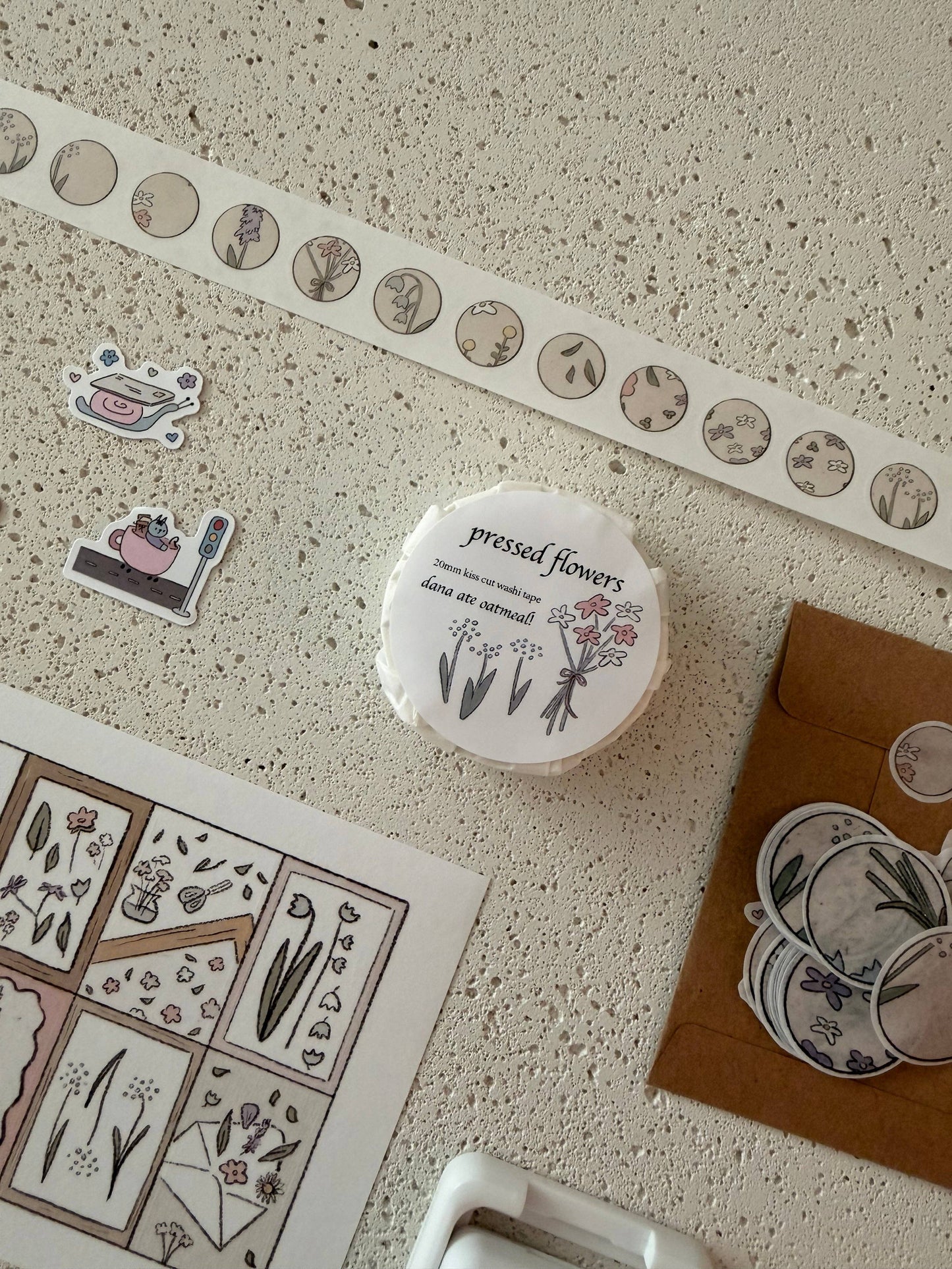 dana ate oatmeal! - Pressed Flowers Kiss Cut Washi Tape