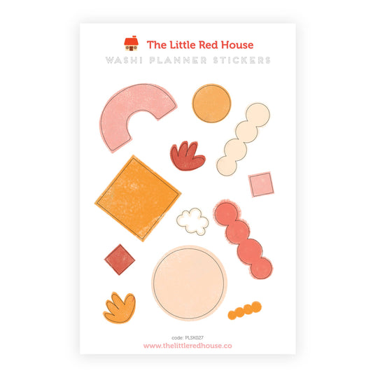 The Little Red House - Organic Shapes Orange Color Planner Washi Sticker