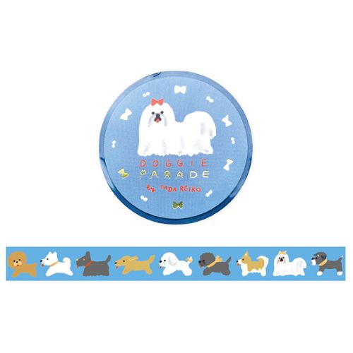 Cozyca x Tada Reiko - Gold Foil Washi Tape - Doggie Parade