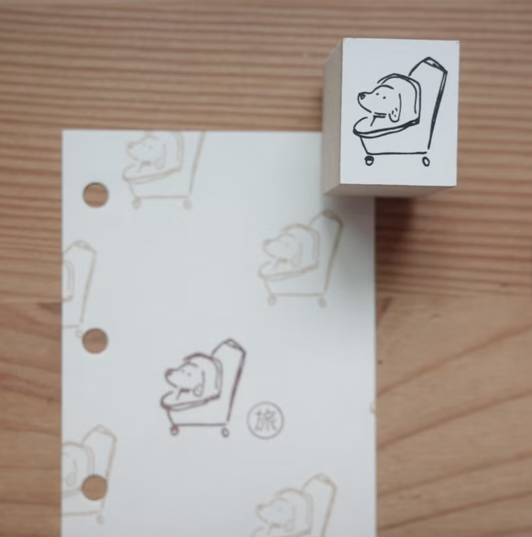 Ginny Lambkin - Rubber Stamp - Dog in Stroller