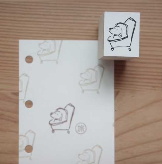 Ginny Lambkin - Rubber Stamp - Dog in Stroller