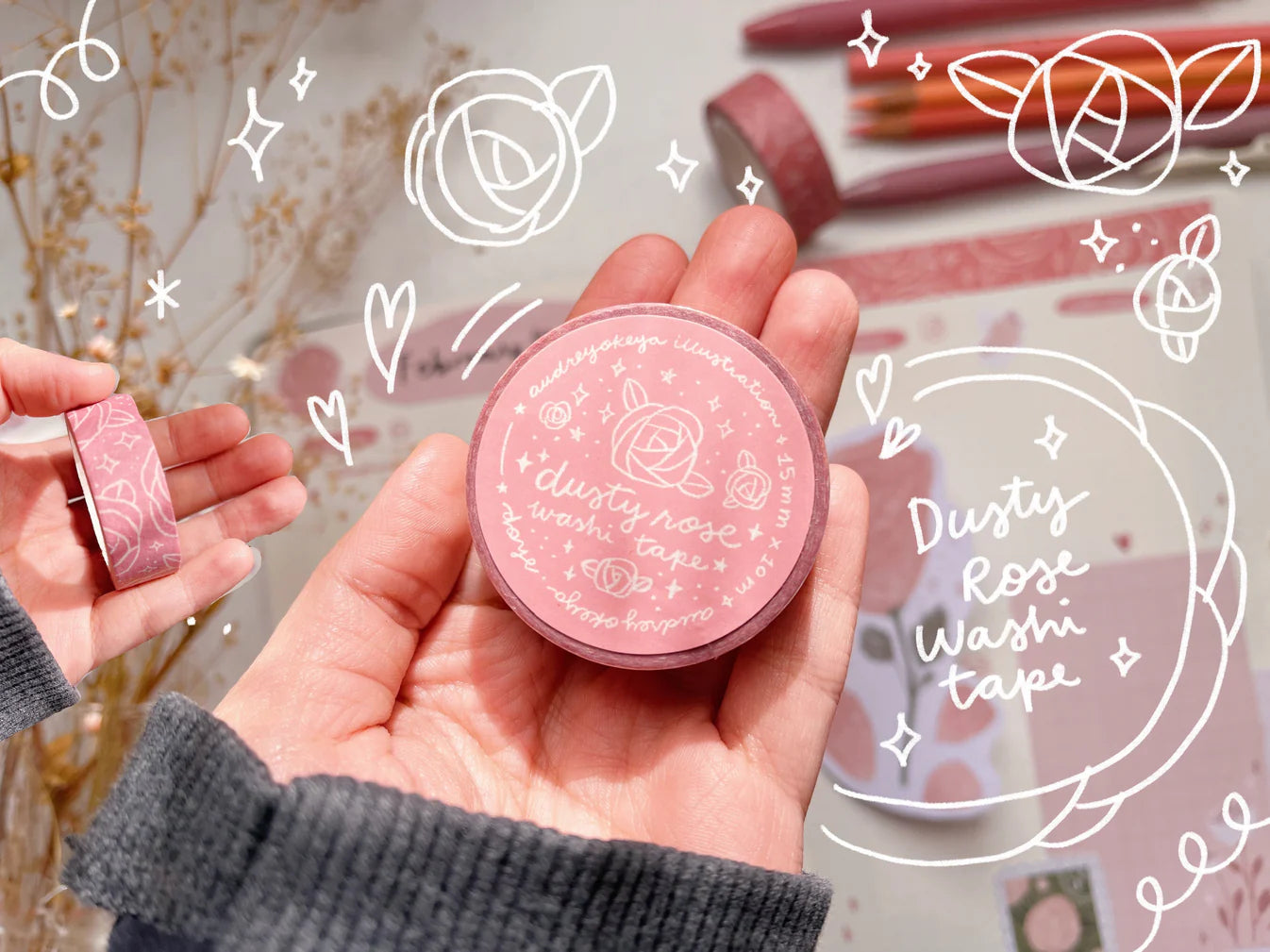 Okeya Stationery Co. - Washi Tape - Dusty Rose
