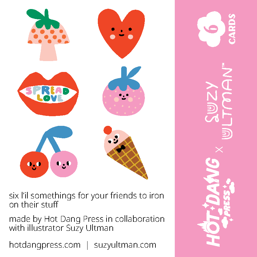 Hot Dang Press - HDP x Suzy Ultman L'il Something Iron-On Cards - 6 Pack of Love