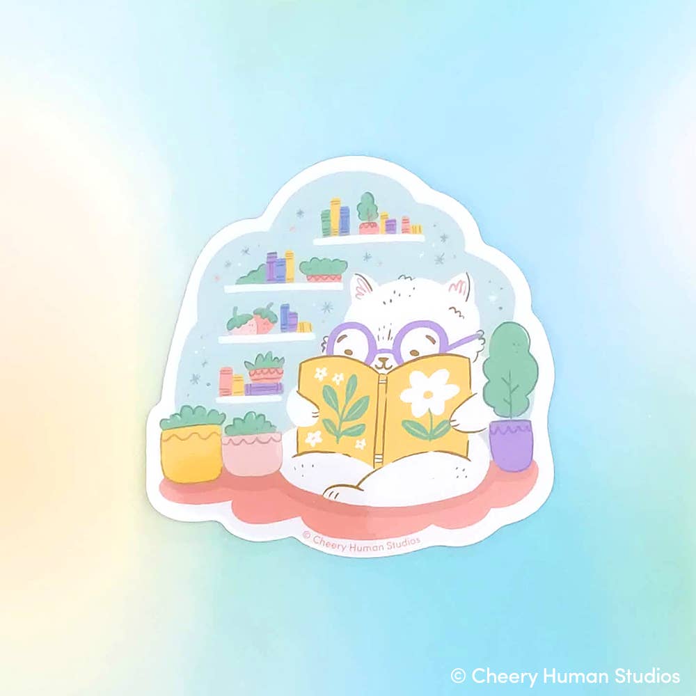 Cheery Human Studios - Reading Nook Cat Vinyl Sticker