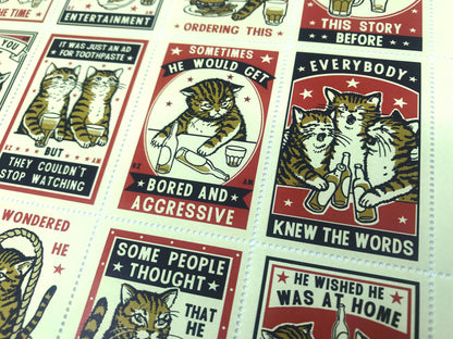 The Portland Stamp Company - Drunk Cats - Lick & Stick Stamps