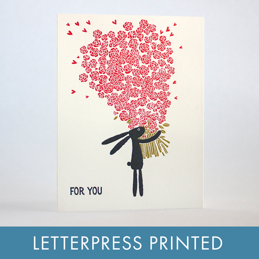 Egg Press Manufacturing - Fugu Fugu Letterpress Greeting Card - Bunny Flowers