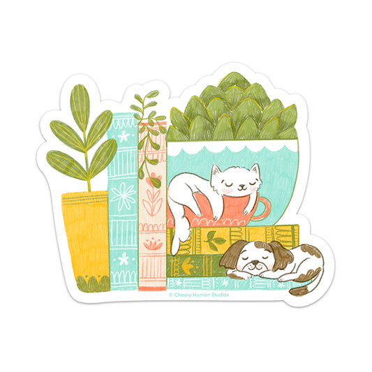 Cheery Human Studios - Cozy Cat & Dog Friends Vinyl Sticker