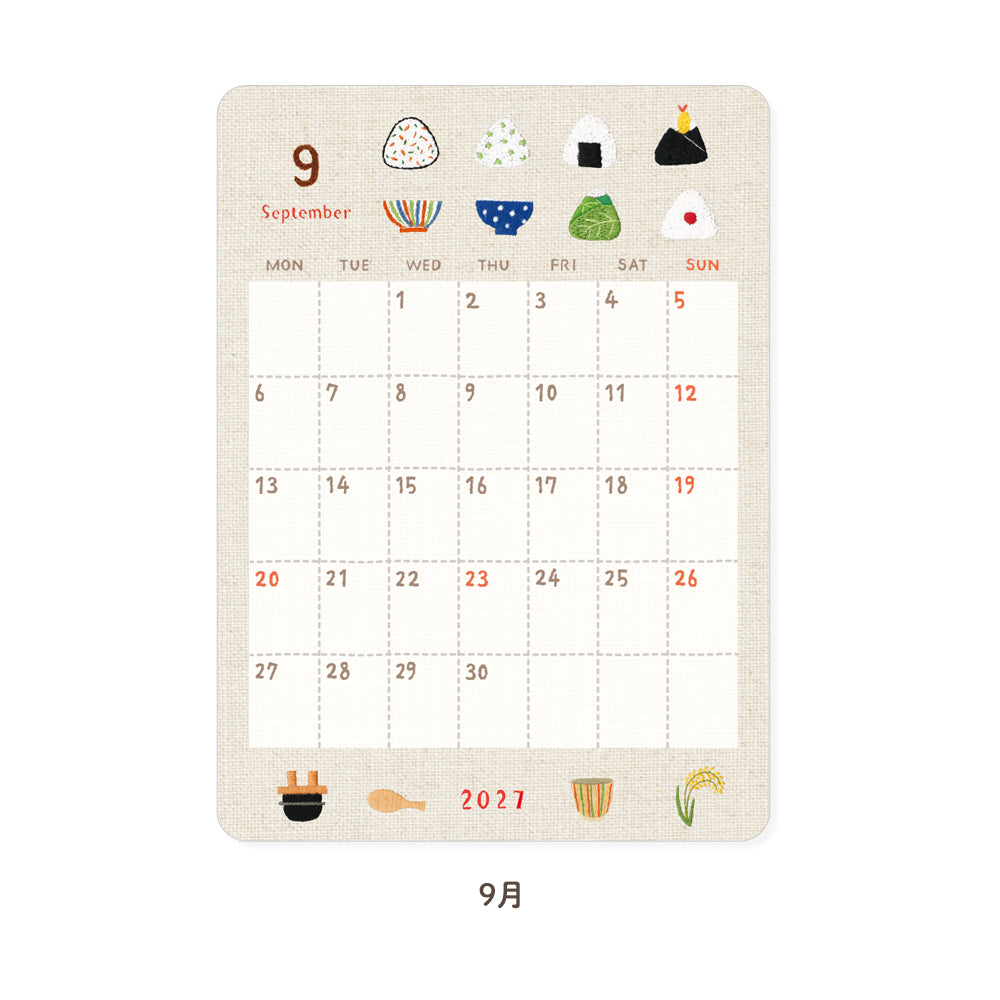 RYU-RYU x Yoko Fujiki - 2027 Monthly/Yearly Calendar Sticker Set - Embroidered Pattern