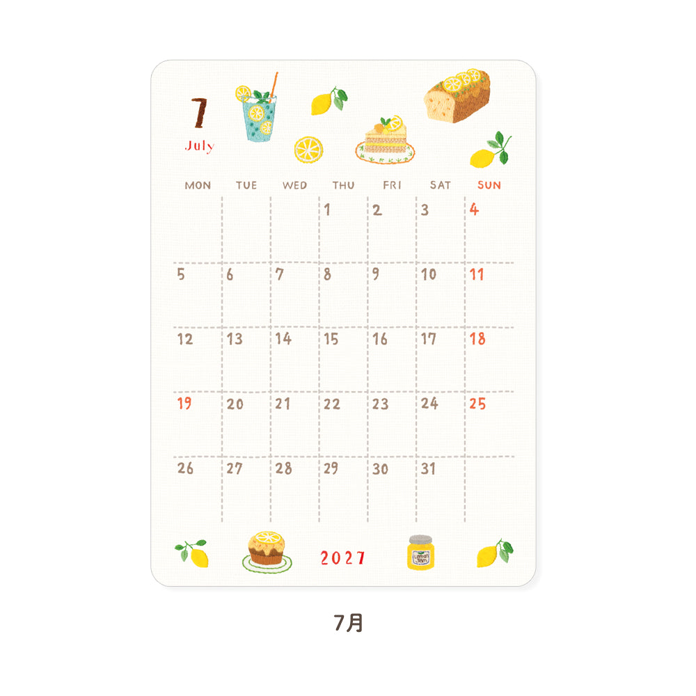 RYU-RYU x Yoko Fujiki - 2027 Monthly/Yearly Calendar Sticker Set - Embroidered Pattern