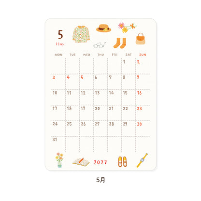 RYU-RYU x Yoko Fujiki - 2027 Monthly/Yearly Calendar Sticker Set - Embroidered Pattern