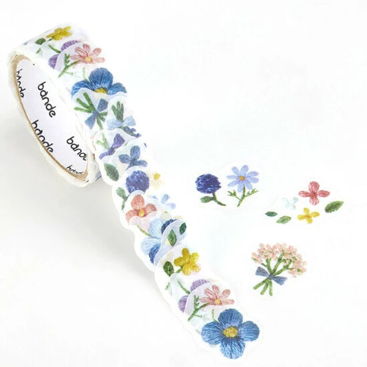 Bande Washi Tape Sticker Roll - Small Flowers Blooming in the Embroidery Forest