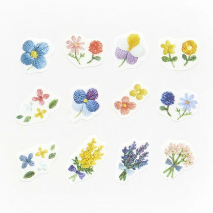 Bande Washi Tape Sticker Roll - Small Flowers Blooming in the Embroidery Forest