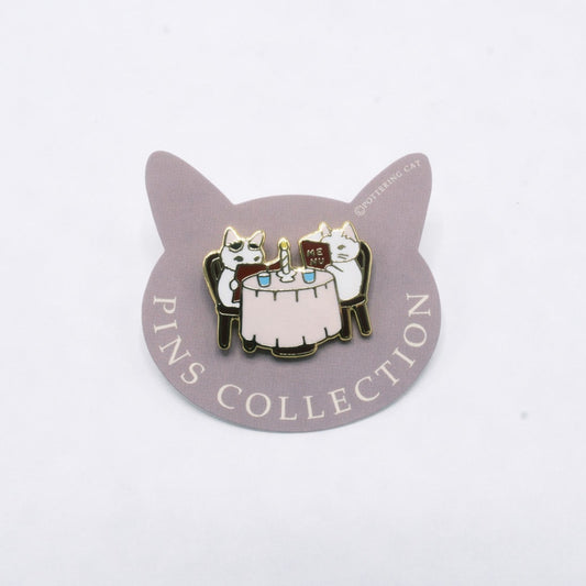 Pottering Cat Enamel Pin -  Table Candle