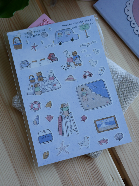 dana ate oatmeal! - Roadtrip To the Beach Washi Sticker Sheet