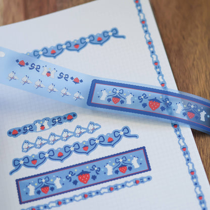 Thousand Skies - Kiss Cut PET Tape - Strawberry Bunnies