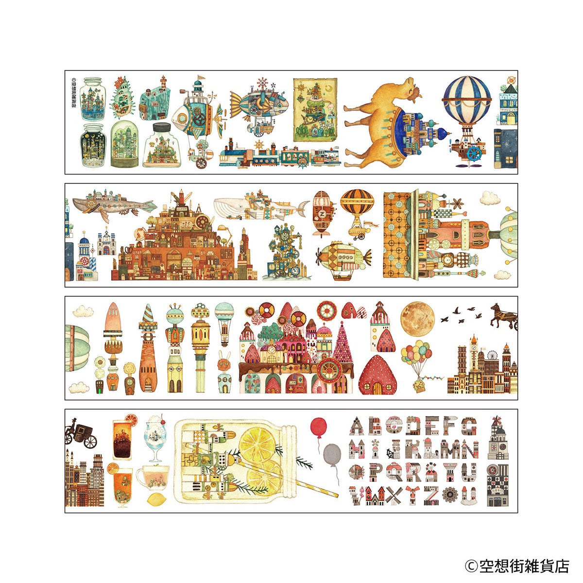 Komamono Creative x Kuusoogai Zakkaten - Clear Sticker Roll - Fantasy City