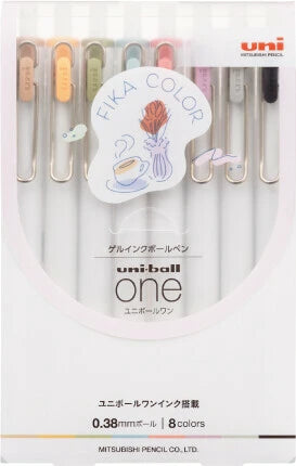 Uni-Ball One Gel Pens - 0.38mm - Fika Colors - Set of 8