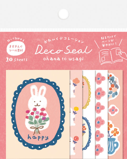 Furukawashiko Deco Flake Stickers - Flower And Rabbit