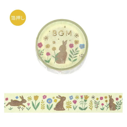 BGM Foil Washi Tape - Nordic Forest Series - Flowers and Rabbits