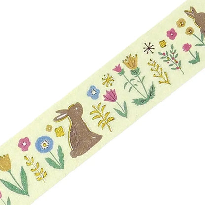 BGM Foil Washi Tape - Nordic Forest Series - Flowers and Rabbits