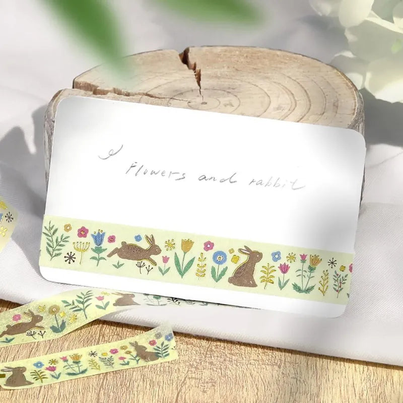 BGM Foil Washi Tape - Nordic Forest Series - Flowers and Rabbits