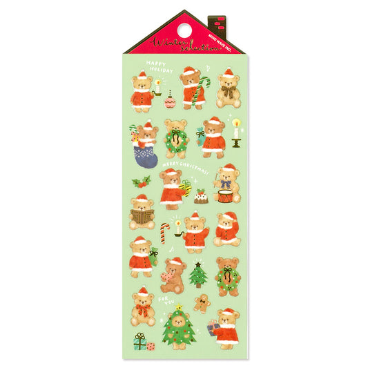 Mind Wave Sticker Sheet - Winter Selection - Fluffy Bear Santa