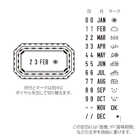 Midori Paintable Rotating Date Stamp - Frame