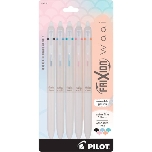 Pilot FriXion Waai Clicker Erasable Gel Pen - 0.5mm - 5 Color Set