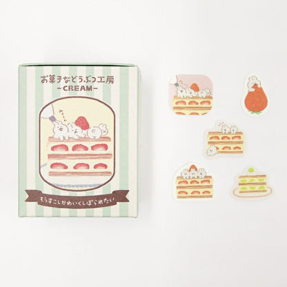 Furukawashiko Washi Flake Stickers - Sweets and Animal Workshop, Cream