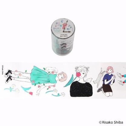 Komamono Creative x Risako Shiba - Clear Sticker Roll - Girl Illustration
