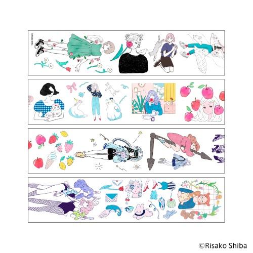 Komamono Creative x Risako Shiba - Clear Sticker Roll - Girl Illustration