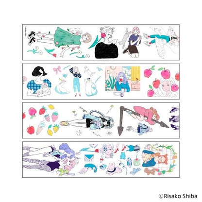 Komamono Creative x Risako Shiba - Clear Sticker Roll - Girl Illustration