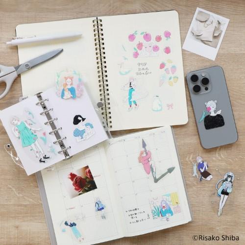 Komamono Creative x Risako Shiba - Clear Sticker Roll - Girl Illustration