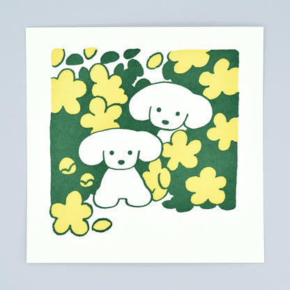 Natsumi Teraoka - Letterpress Art Print - Green Flower